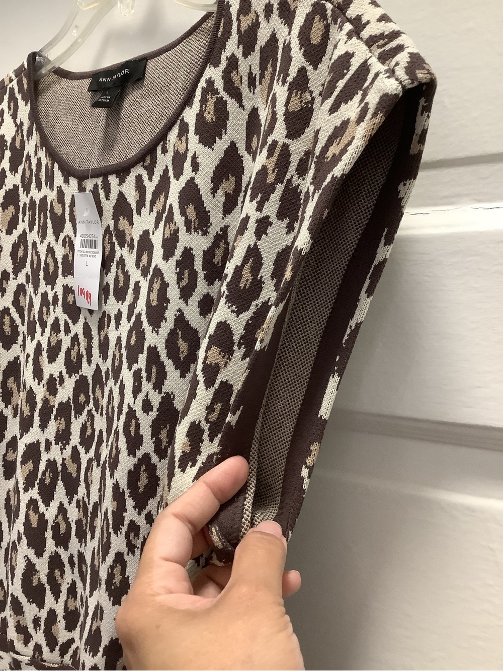NWT Ann Taylor Leopard Print Knit Peplum Top (Sz L) - Picture 7 of 7